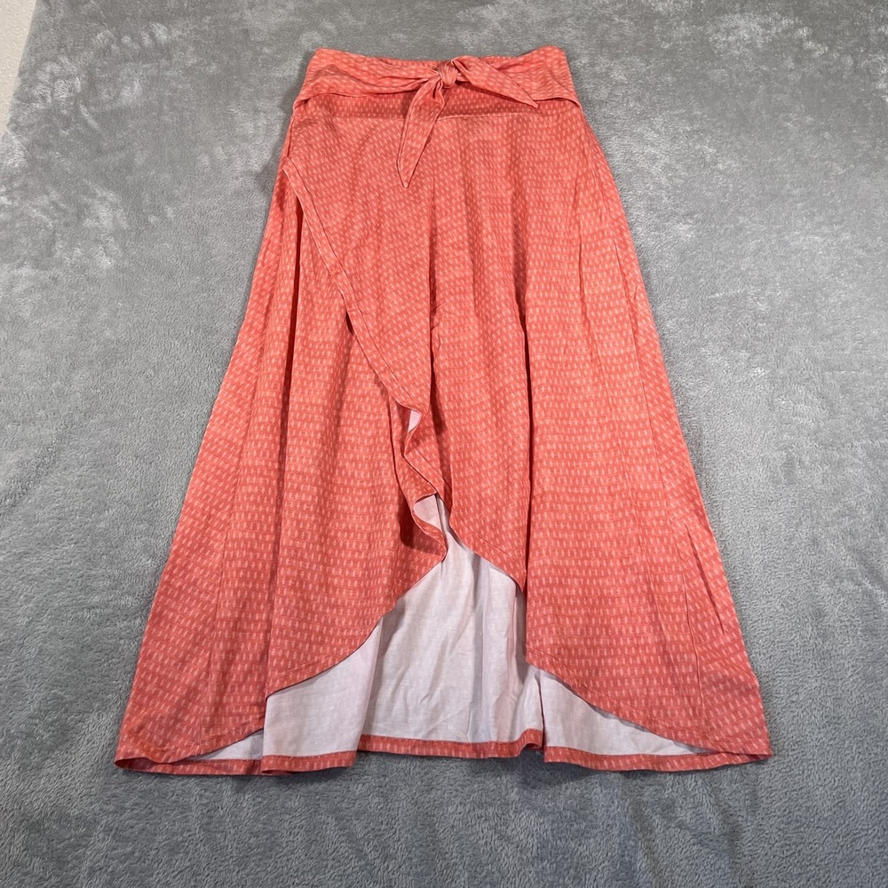 Vermilli Hawaii Wrap Skirt Womens Small Coral Pink High Low Boho Beach Maxi
